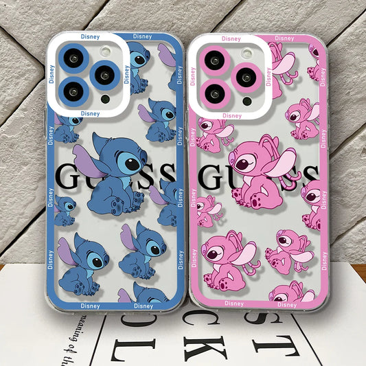 Coque Téléphonique Couple Stitch Adorable pour iPhone